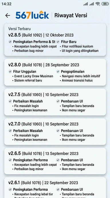 Riwayat Versi 567luck untuk Pengguna Android