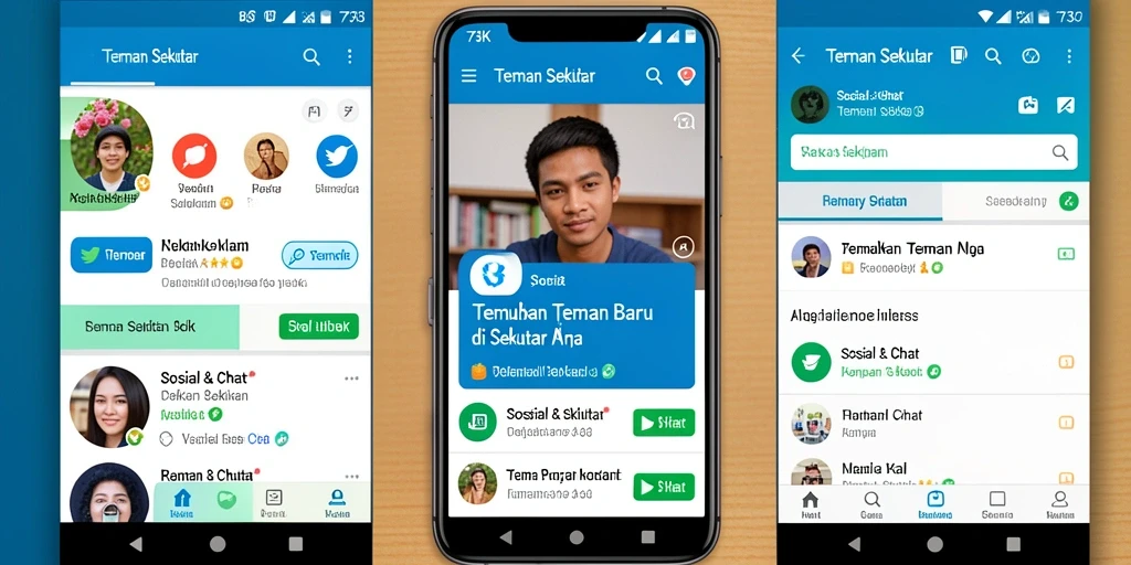 Tampilan antarmuka pengguna aplikasi 73K yang menarik.