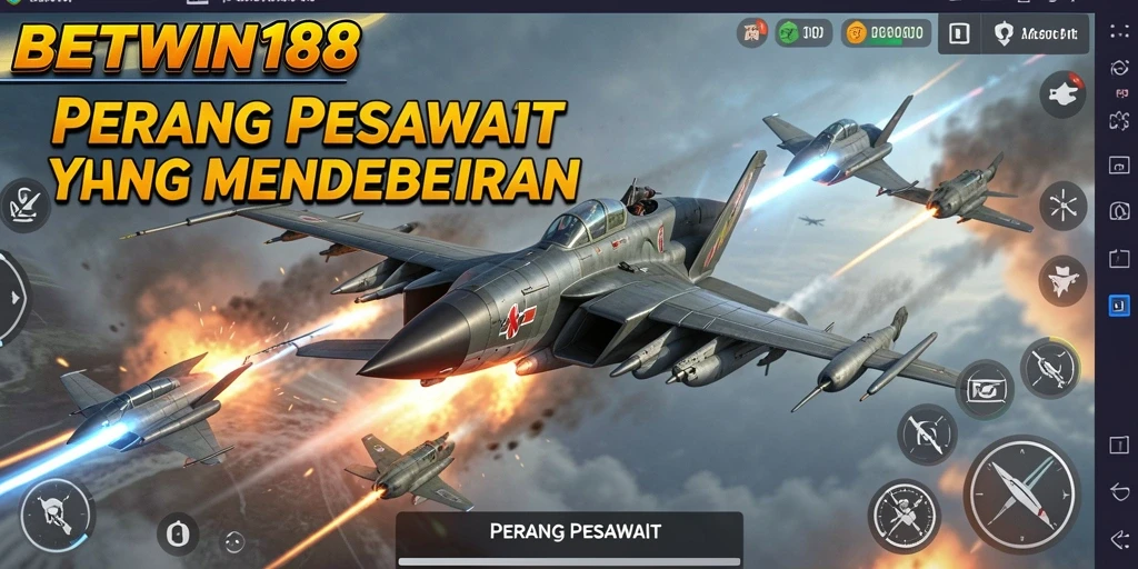 Tampilan antarmuka permainan Perang Pesawat yang dinamis dan menarik.