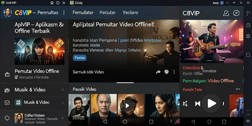 Tampilan antarmuka C8VIP yang bersih dan intuitif untuk Pemutar Video Offline.