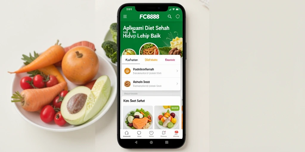 Tampilan antarmuka aplikasi FC888 yang menarik untuk Diet Sehat.