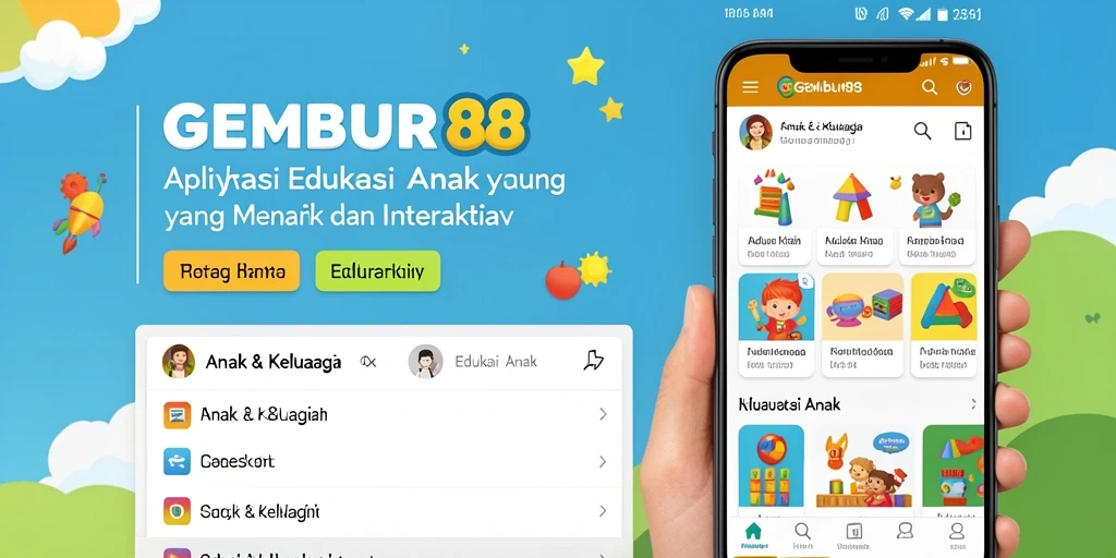 Antarmuka GEMBUR88 yang ceria dan interaktif untuk anak-anak.