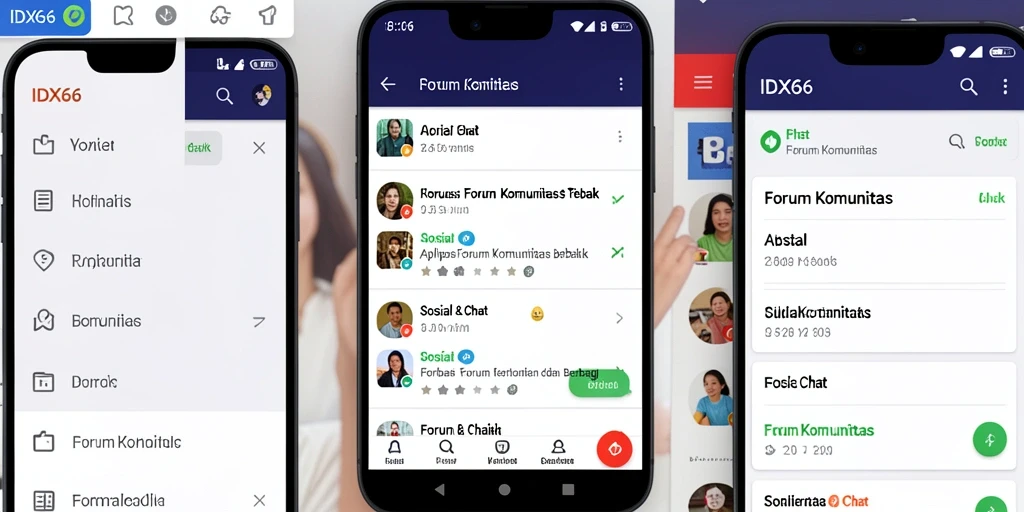 Tampilan antarmuka pengguna aplikasi Forum Komunitas IDX66.