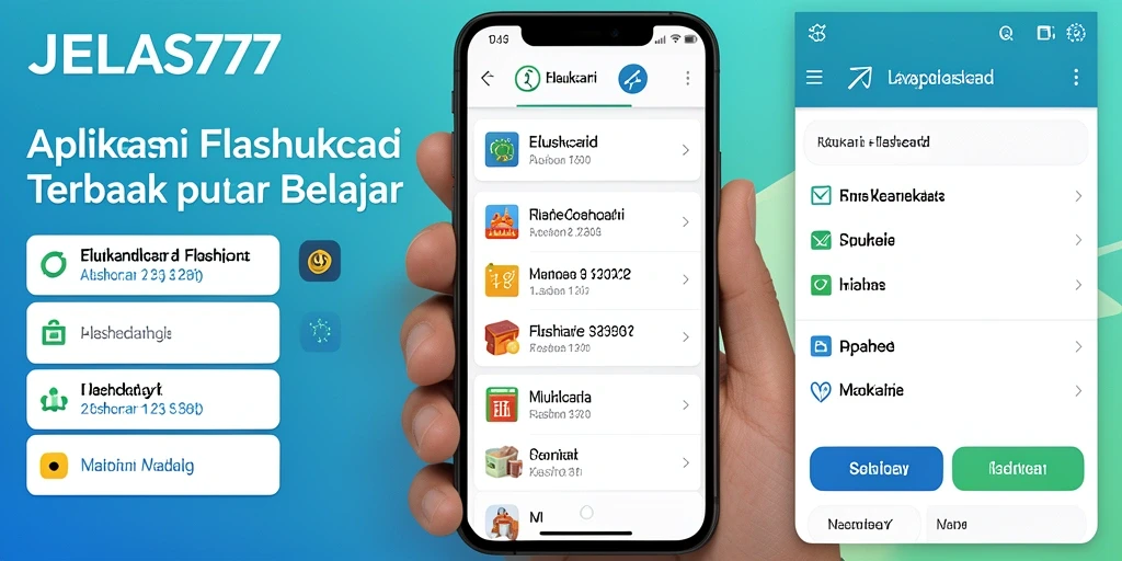 Antarmuka aplikasi JELAS777 untuk belajar Flashcard.