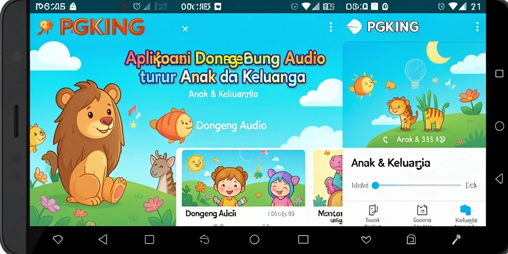 Tampilan antarmuka PGKING yang menarik dan ramah anak.