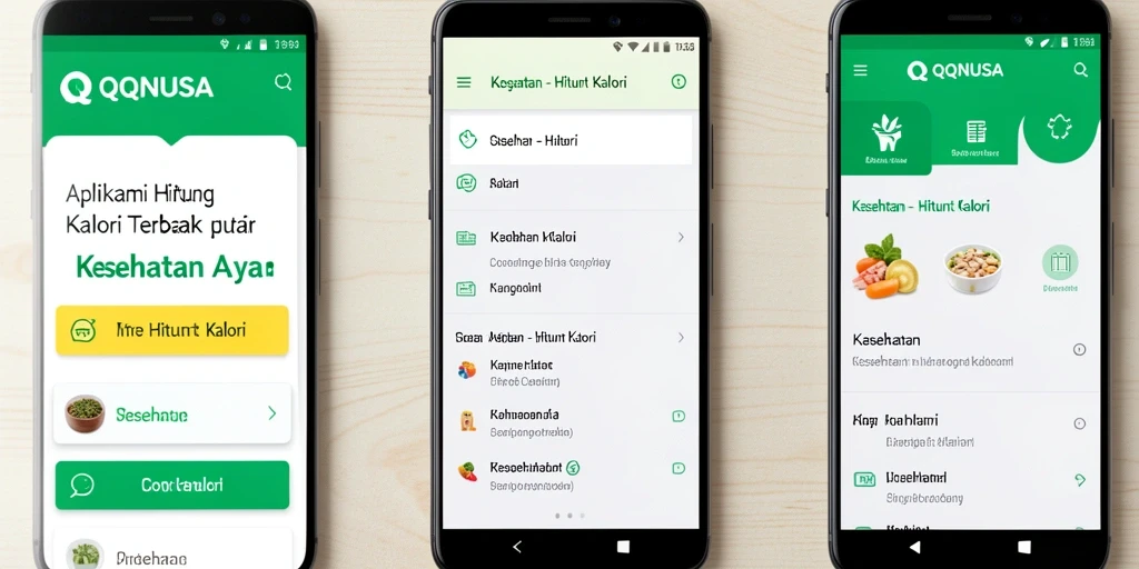Tampilan antarmuka aplikasi QQNUSA yang memudahkan hitung kalori.